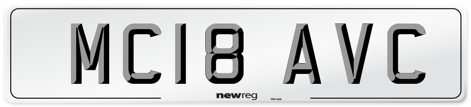 MC18 AVC Number Plate from New Reg
